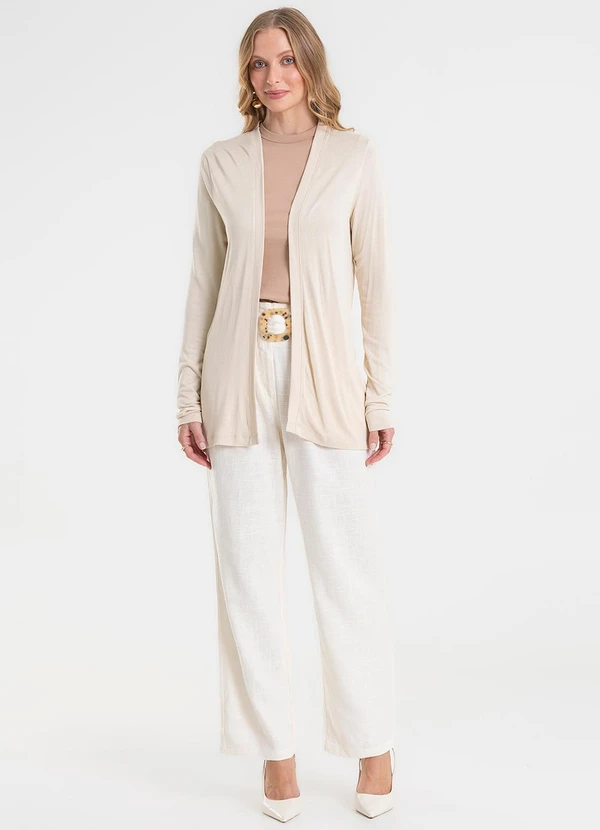 Rovitex - Cardigan Visco Tricot Básico Bege 3
