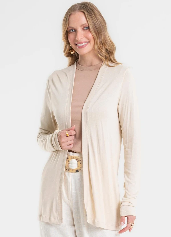 Rovitex - Cardigan Visco Tricot Básico Bege 4