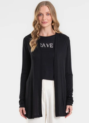 Rovitex - Cardigan Visco Tricot Básico Preto - ROVITEX