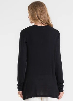 Rovitex - Cardigan Visco Tricot Básico Preto - ROVITEX