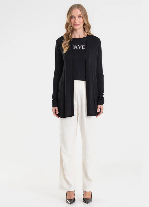 Rovitex - Cardigan Visco Tricot Básico Preto 3
