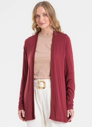 Rovitex - Cardigan Visco Tricot Básico Vermelho - ROVITEX