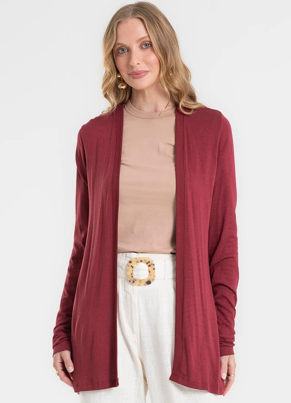 Rovitex - Cardigan Visco Tricot Básico Vermelho 4