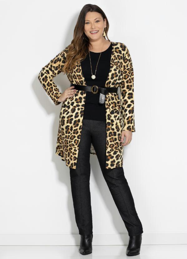 Quintess - Casaco Alongado Onça com Mangas Longas 10