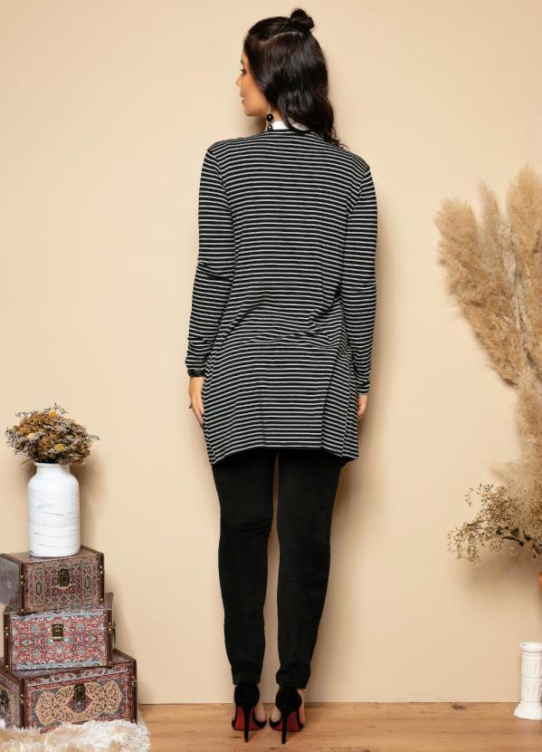 Quintess - Casaco Alongado Preto e Branco 4