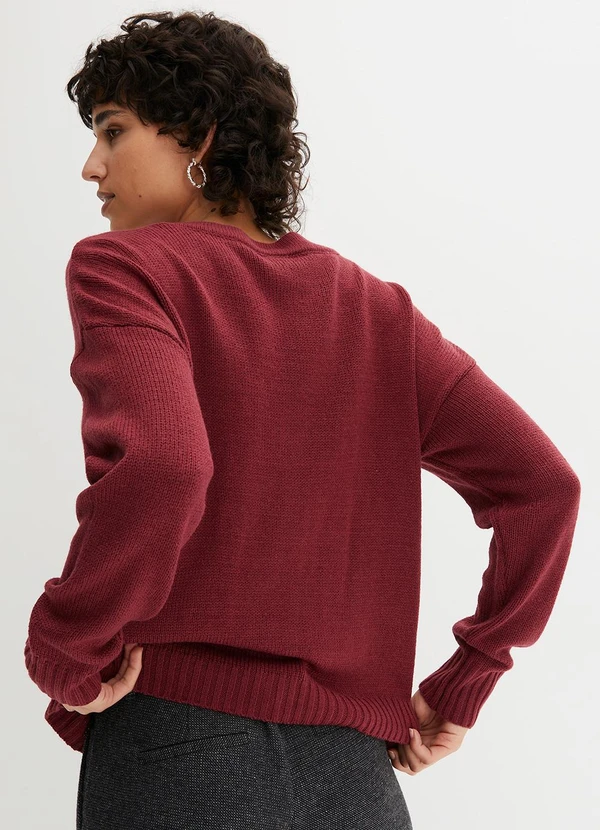 bonprix - Casaco Bordô em Tricô 2