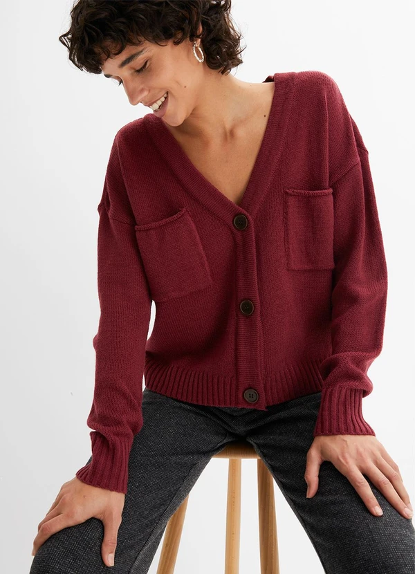 bonprix - Casaco Bordô em Tricô 3