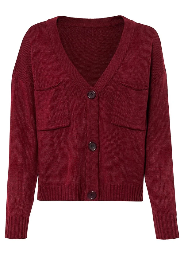 bonprix - Casaco Bordô em Tricô 4