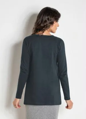 Moda Pop - Casaco em Moletinho Manga Longa com Bolso Chumbo - MODA POP