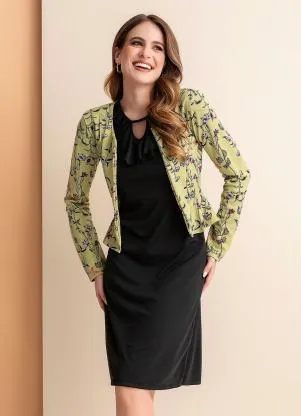 Rosalie - Casaco Floral Verde em Malha - ROSALIE
