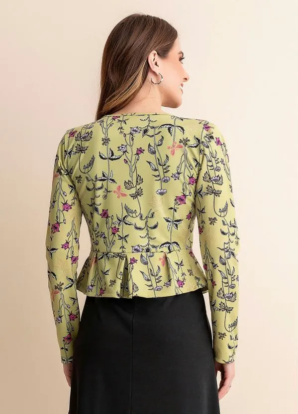 Casaco Floral Verde em Malha Rosalie