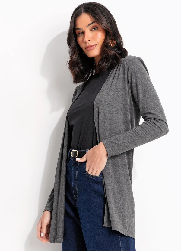 Quintess - Casaco Grafite em Malha de Viscose 11