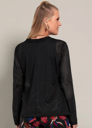 Moda Pop - Casaco Preto em Malha - MODA POP