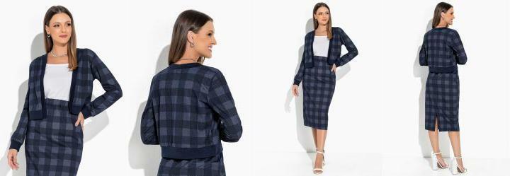 Casaco Xadrez Marinho com Punho