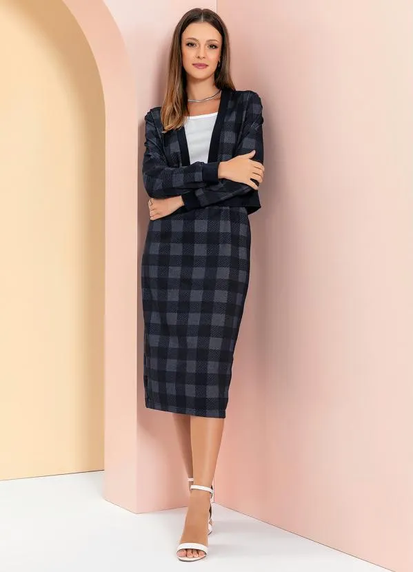 Rosalie - Casaco Xadrez Marinho com Punho 5