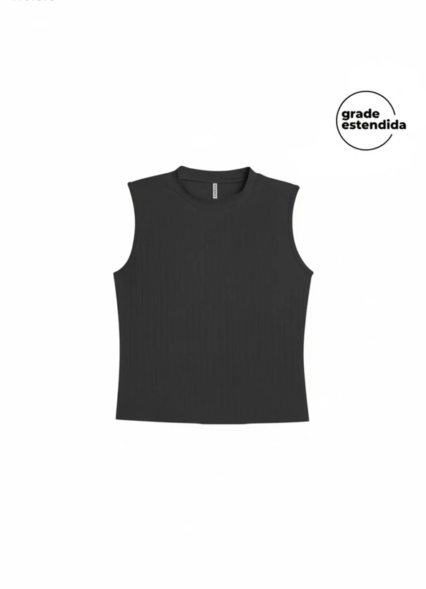 Marialícia - Conjunto Cardigan e Regata Canelado Preto 3