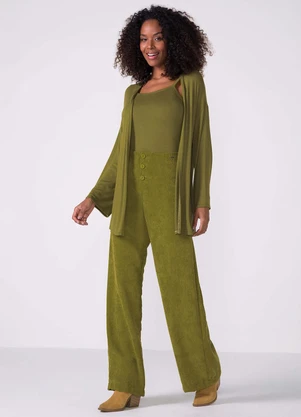 Marialícia - Conjunto Feminino Regata e Cardigan Leve Verde - MARIALÍCIA
