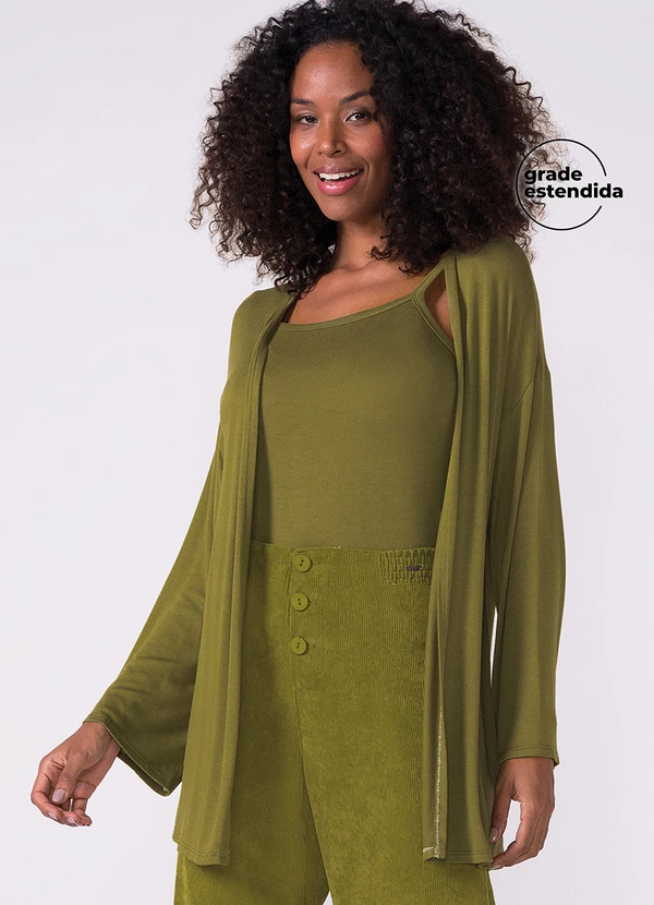 Marialícia - Conjunto Feminino Regata e Cardigan Leve Verde 1