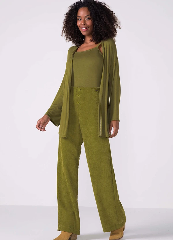 Marialícia - Conjunto Feminino Regata e Cardigan Leve Verde 5