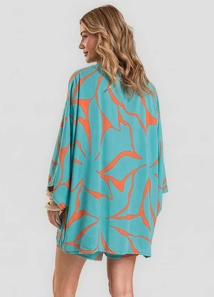 Dianna - Kimono Feminino em Tecido Estampado Azul - DIANNA