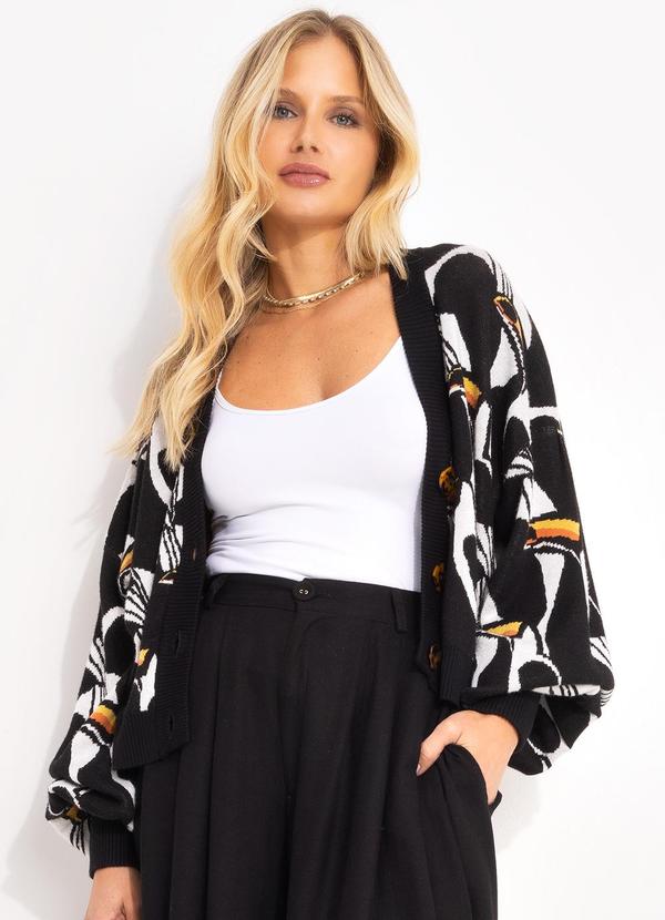 Farm - Suéter Tricot Jacquard Copatucano Preto