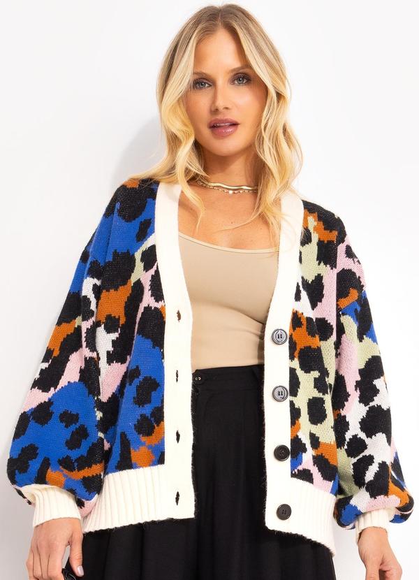 Farm - Suéter Tricot Leopardo Bege