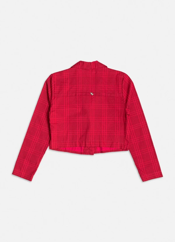Authoria - Blazer Cropped Vermelho Xadrez Vermelho 2
