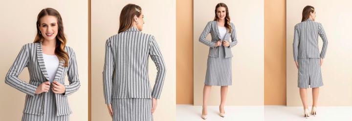 Blazer Mescla Listrada com Manga