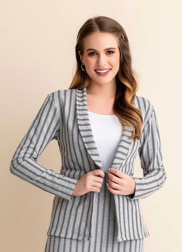 Rosalie - Blazer Mescla Listrada com Manga