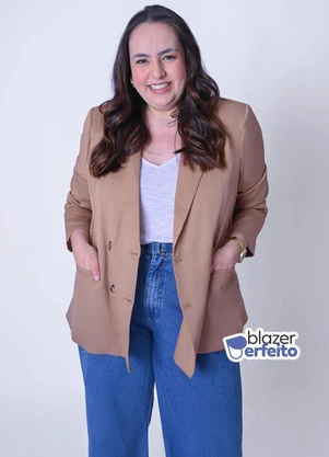 Quintess - Blazer Perfeito Bege em Crepe Plano de Alfaiataria - QUINTESS