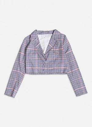 Authoria - Blazer Xadrez Azul com Pingente Azul - AUTHORIA