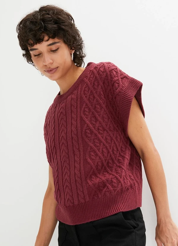 bonprix - Blusa Bordô em Tricô