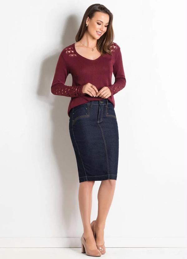 Outlet - Blusa de Tricot Marsala Moda Evangélica 4