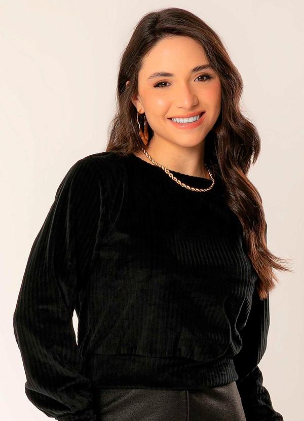 Cativa - Blusa Feminina com Manga Bufante Preto