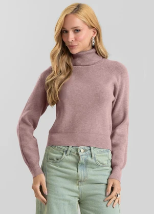 Dianna - Blusa Feminina Tricot Gola Alta Comfy Rosa - DIANNA