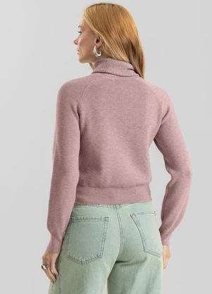 Dianna - Blusa Feminina Tricot Gola Alta Comfy Rosa - DIANNA