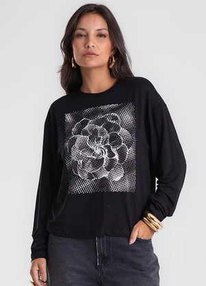 Endless - Blusa Manga Longa com Estampa Preto - ENDLESS