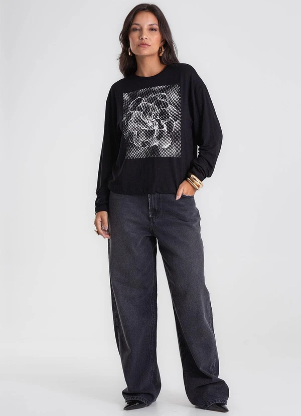 Endless - Blusa Manga Longa com Estampa Preto 3