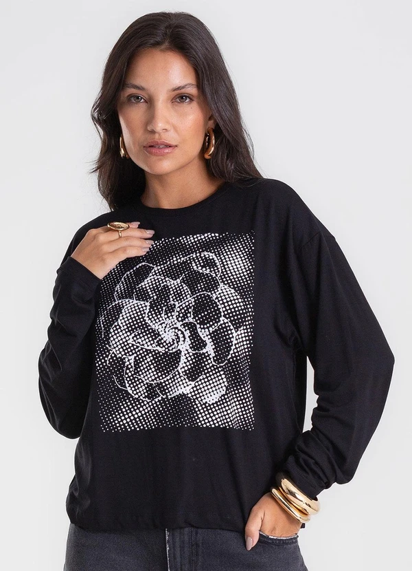 Endless - Blusa Manga Longa com Estampa Preto 4