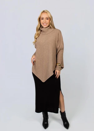 Doce Tom - Blusa Tricô Gola Alta Areia - DOCE TOM