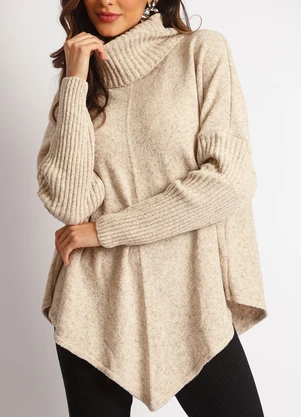 Doce Tom - Blusa Tricô Gola Alta Bege - DOCE TOM
