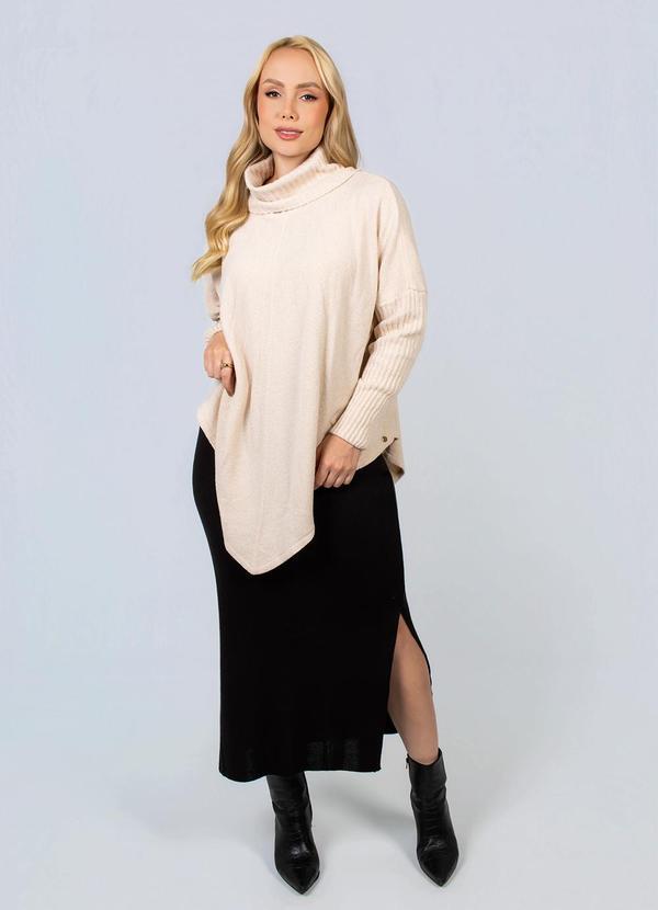 Doce Tom - Blusa Tricô Gola Alta Bege