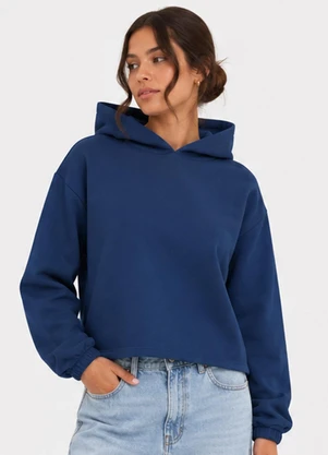 Rovitex - Blusão com Capuz Feminino em Moletom Azul - ROVITEX