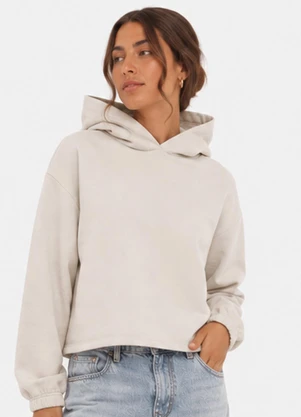 Rovitex - Blusão com Capuz Feminino em Moletom Bege - ROVITEX