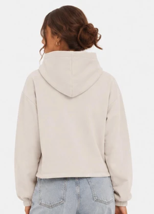 Rovitex - Blusão com Capuz Feminino em Moletom Bege - ROVITEX