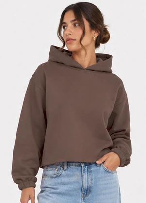 Rovitex - Blusão com Capuz Feminino em Moletom Marrom - ROVITEX