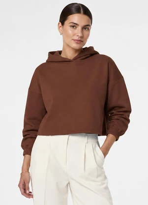Rovitex - Blusão com Capuz Feminino em Moletom Marrom - ROVITEX