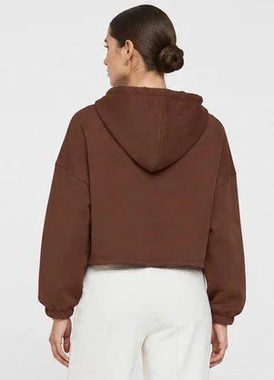Rovitex - Blusão com Capuz Feminino em Moletom Marrom - ROVITEX