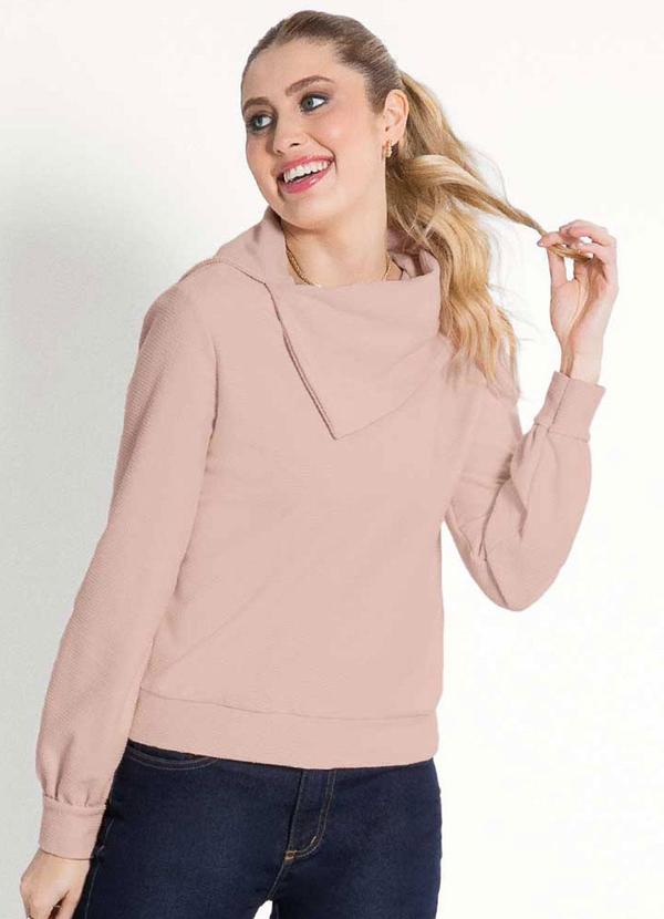 Habana - Blusão com Gola e Franzido na Manga Rosa