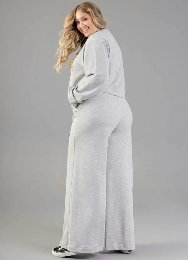 Just Basic - Blusão Cropped Adulto em Moletom Cinza 4